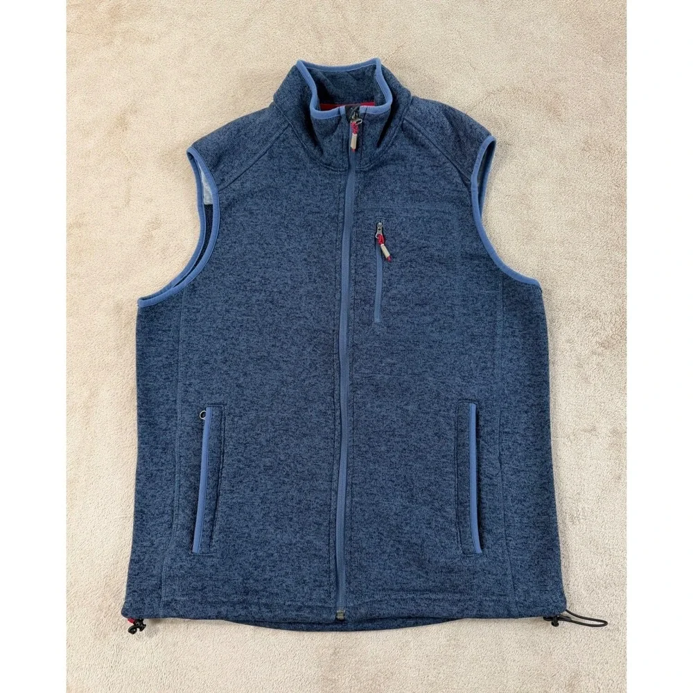Orvis Denali‎ Fly Fishing Fleece Sweater Vest Men's Size Large Blue Full zip EUC